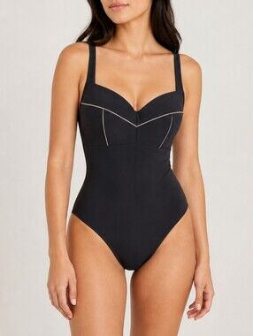 SHAN Sculpting Black One-Piece Swimsuit – Size 10